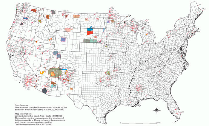 Mapa de las Reservas Indias de los EE. UU.