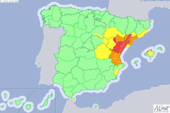 Mapa de alertas para este viernes. (AEMET)