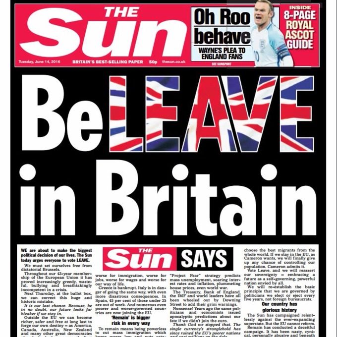 Sun paper Brexit headline