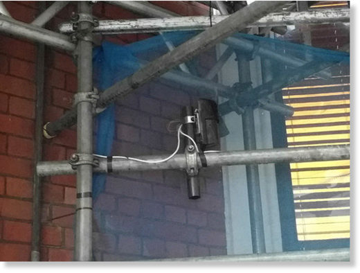 Surveillance device attached to scaffolding outside the Ecuadorian embassy