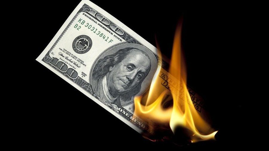 burning dollar