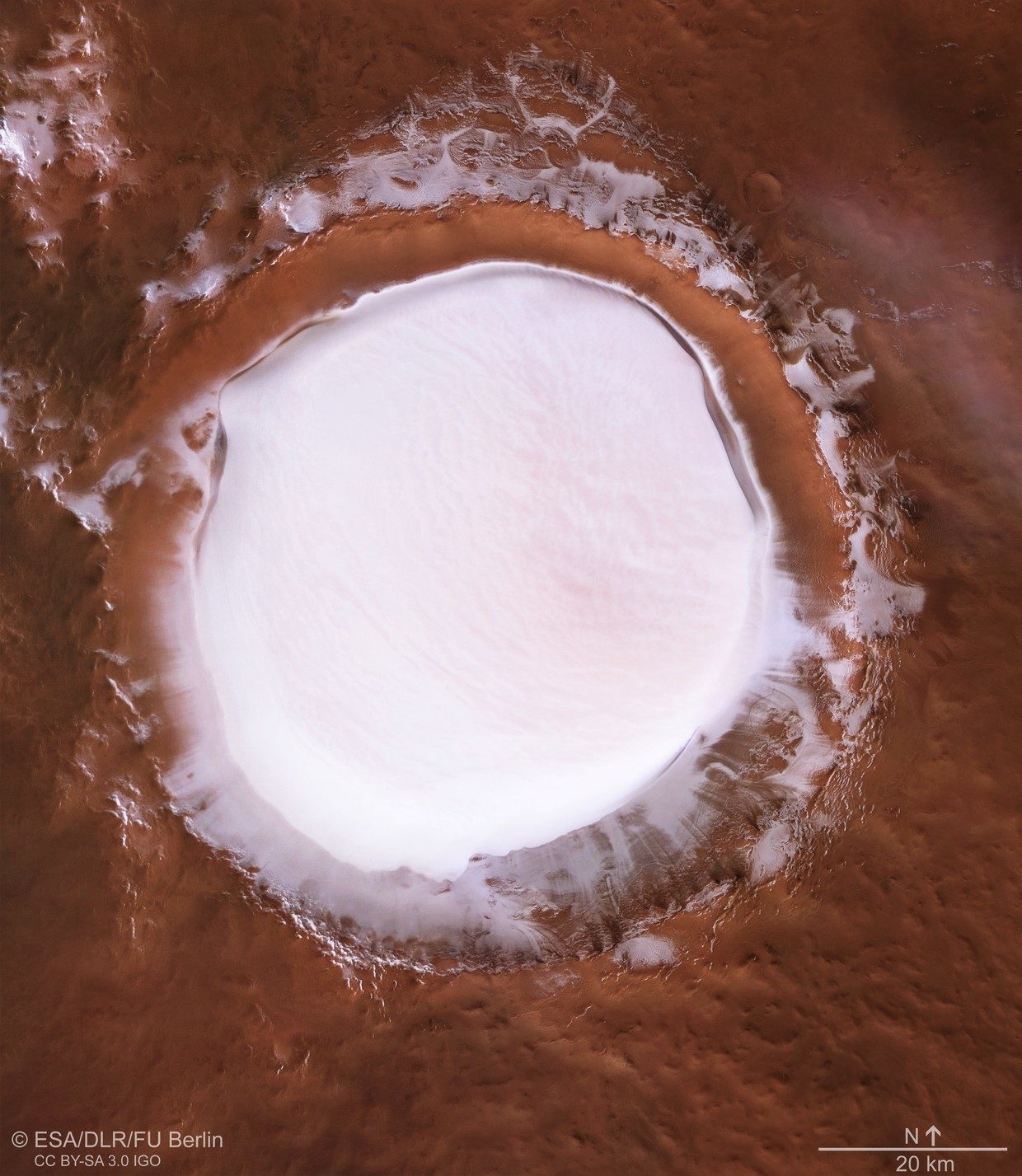 Clic para aumentar Marte,Cráter,onda Mars Express