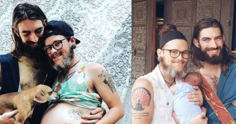 Hombre transgénero da a luz y se convierte en padre junto a su pareja gay