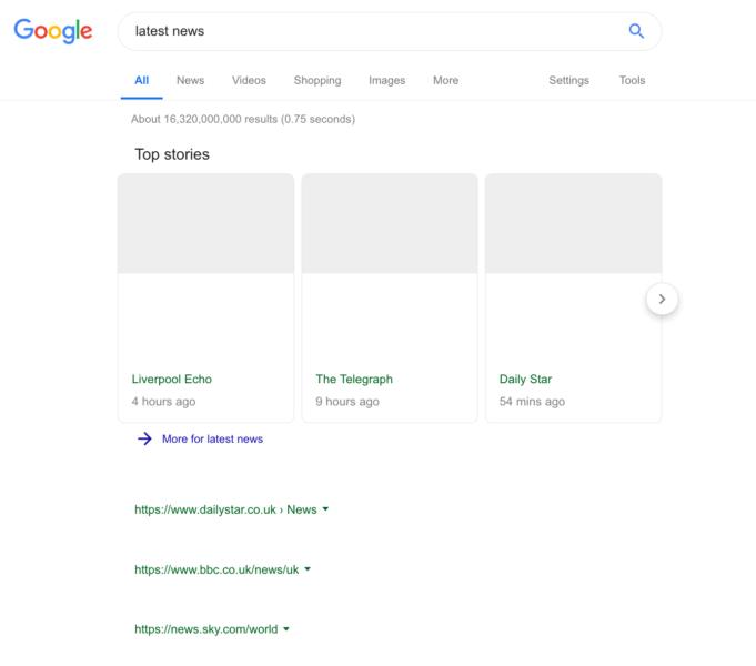 blank google page