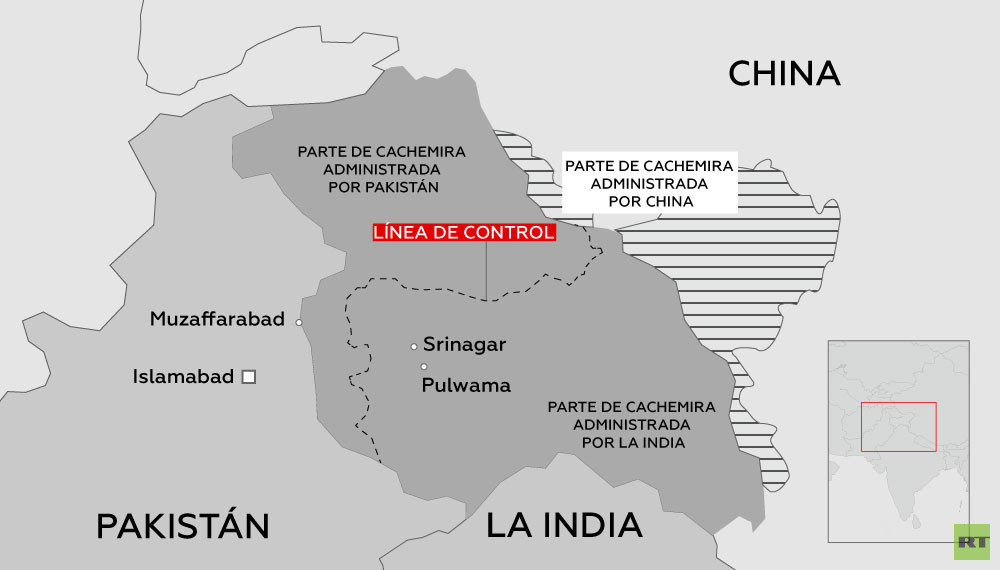 línea división Pakistán, India, Cachemira