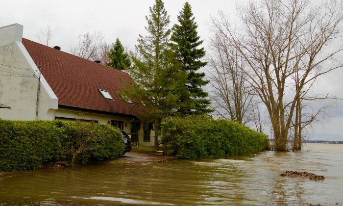 A house along the Ottawa River flooded in Gatineau, near Ottawa, Canada