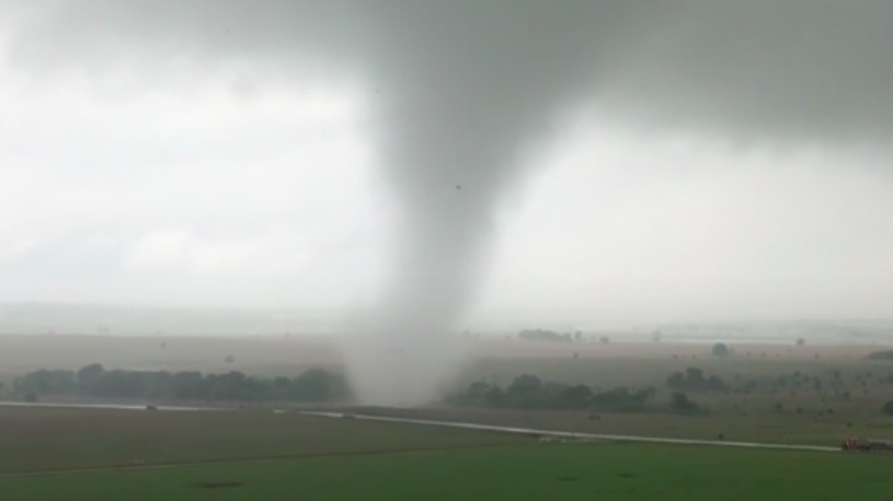 Over two dozen tornadoes were reported yesterday after a severe weather system crashed through Texas, Oklahoma, Kansas and Missouri.