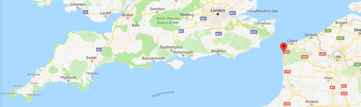 Cardiff, London and Wimeraux on Google Maps