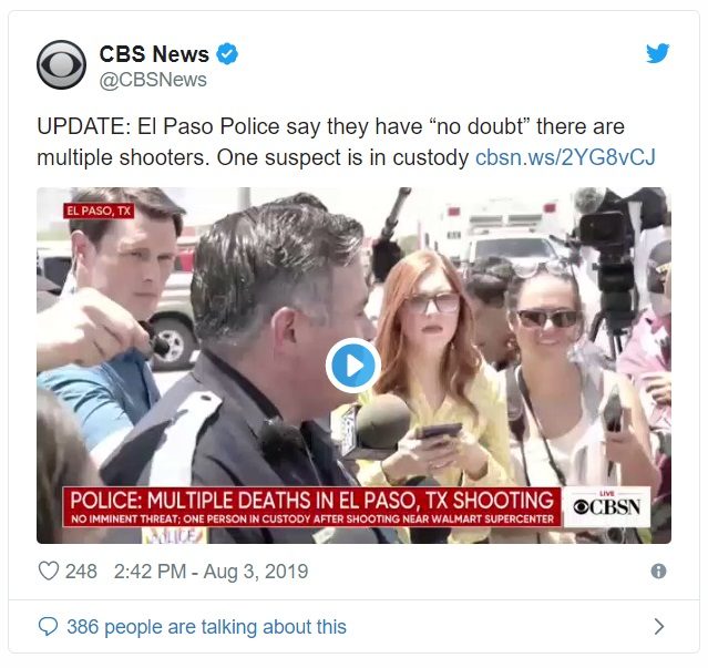 CBS tuit tiroteo El Paso