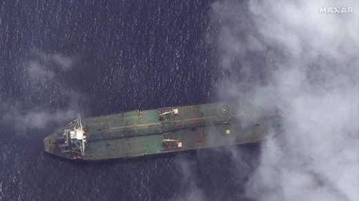 El petrolero iraní, Gace 1, foto desde el satélite, cerca del puerto sirio de Tartús.