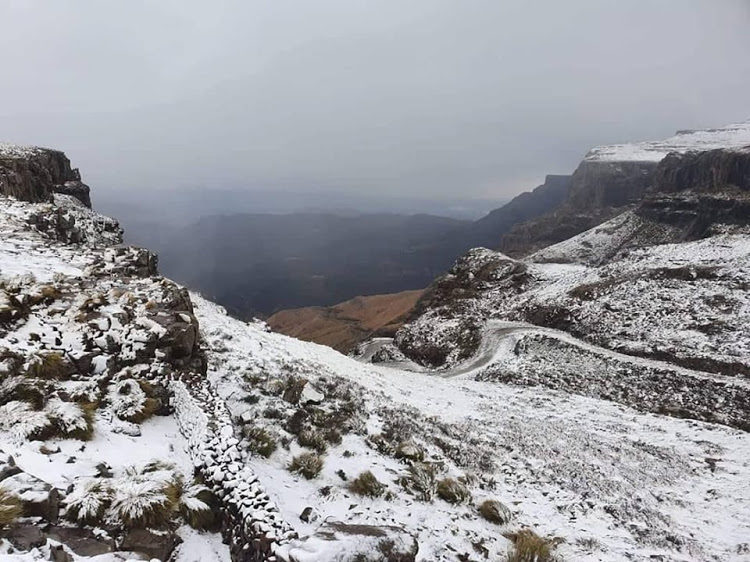 Light snow fell over Sani Pass, between KZN and Lesotho, on Monday.
