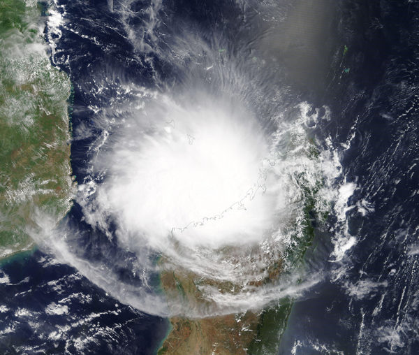 Tropical Cyclone Belna over Madagascar, December 2019.