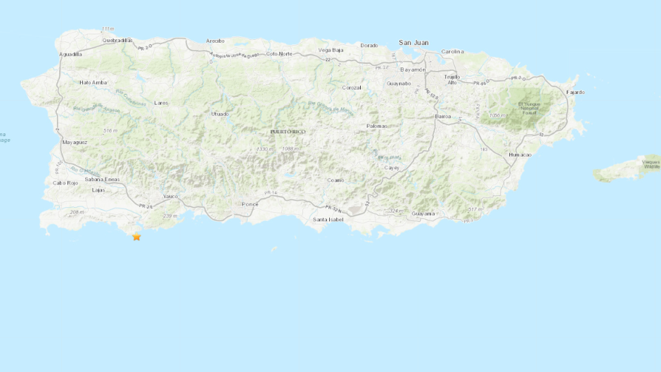 USGS reporta sismo de magnitud preliminar 4,8 en Puerto Rico