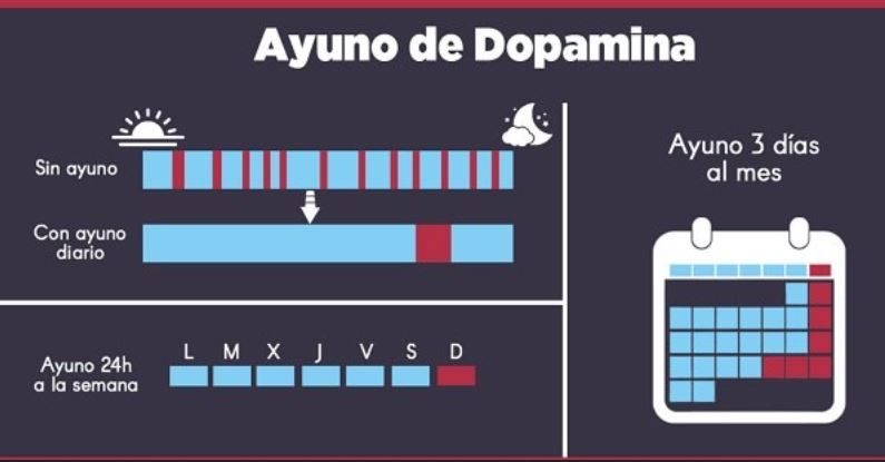 La implementación del ayuno de dopamina dependerá de la actividad que quieras controlar, pero se puede plantear una estrategia en distintas dimensiones temporales: día, semana, mes