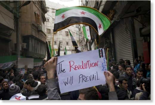 Anti-government protesters in Aleppo