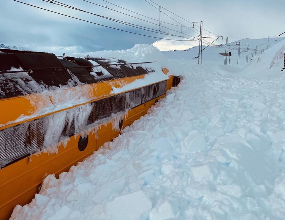 This maintenance carriage was stuck in the snow attempting to clear the Oslo to Bergen railway