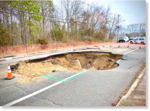 A massive sinkhole opened on Windsor Avenue in Toms River March 2