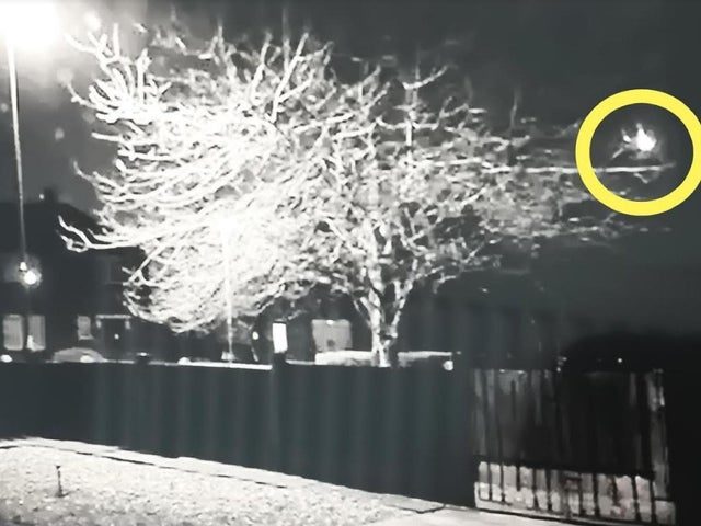 The meteor (circled) as it flies through Wigan