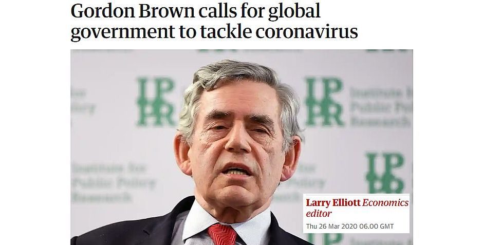 Totalitarismo psicopático: Gordon Brown pide un 'Gobierno Global' con poder ejecutivo