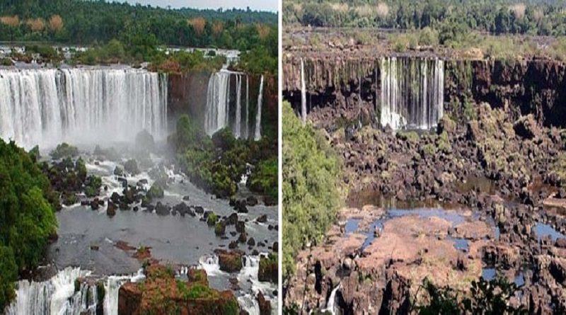 Sin visitantes y sin agua, las icónicas cascadas entre Argentina y Brasil están desnudas