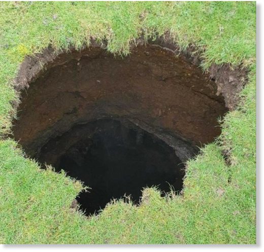 How the sinkhole looked last month