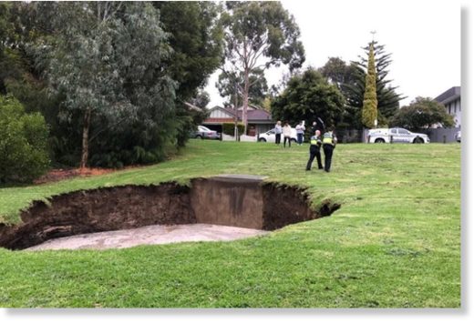 People at the scene were advised to keep 20 metres away from the hole as it continues to grow.