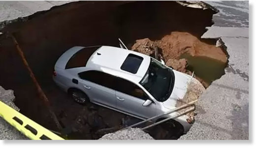 Outdated infrastructure was blamed for this sinkhole in Nuevo Laredo.