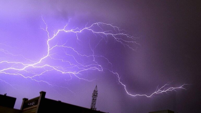 File photo of bolts of lightning in Bikaner