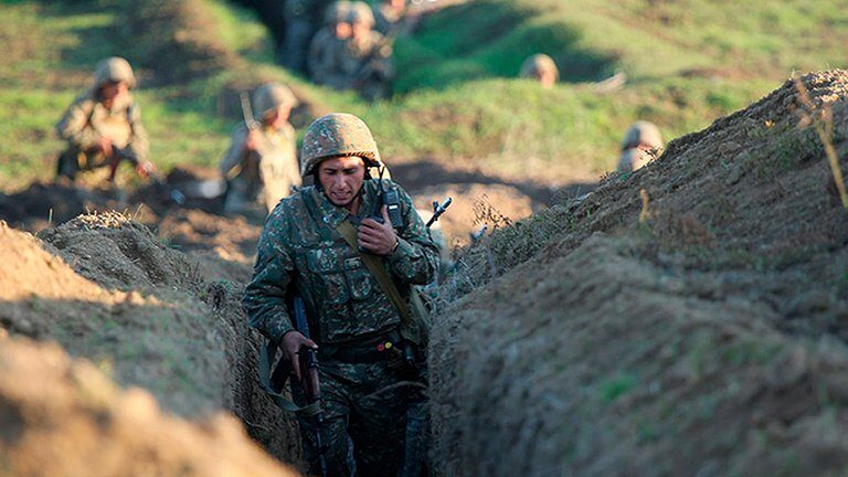 Soldados armenios en la región de Tavush, durante los enfrentamientos con Azerbaiyán.