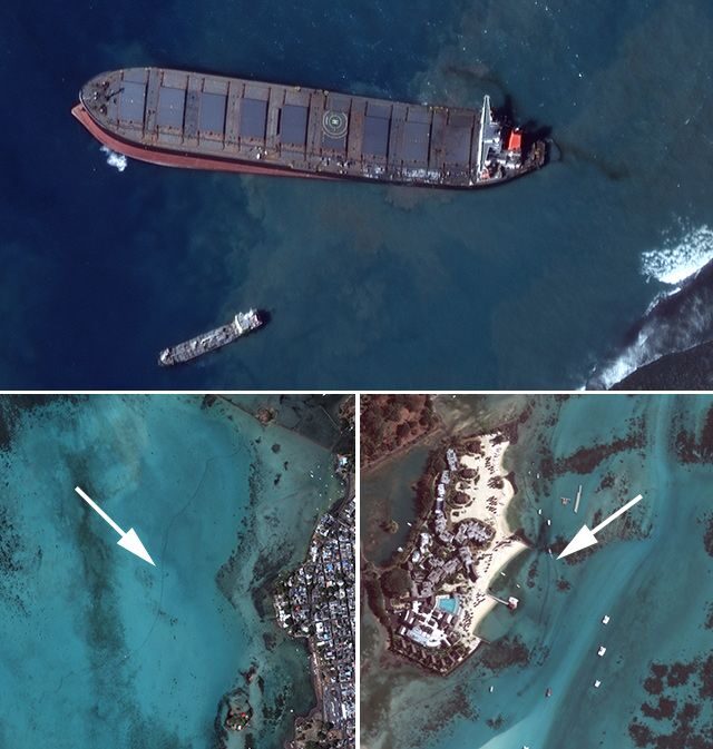 sla Mauricio: se parte en dos el buque japonés que derramó toneladas de gasolina en el 