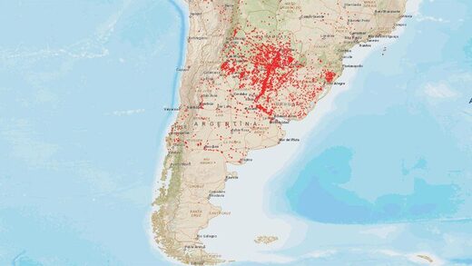 El mapa del fuego: Impresionante imagen de los incendios en La Argentina