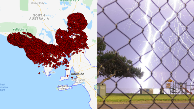 More than 120,000 bolts have lit up the skies as wild weather lashes the state.