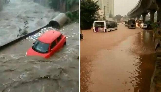 Heavy rain for the third consecutive day resulted in flooding in several parts of Bengaluru.