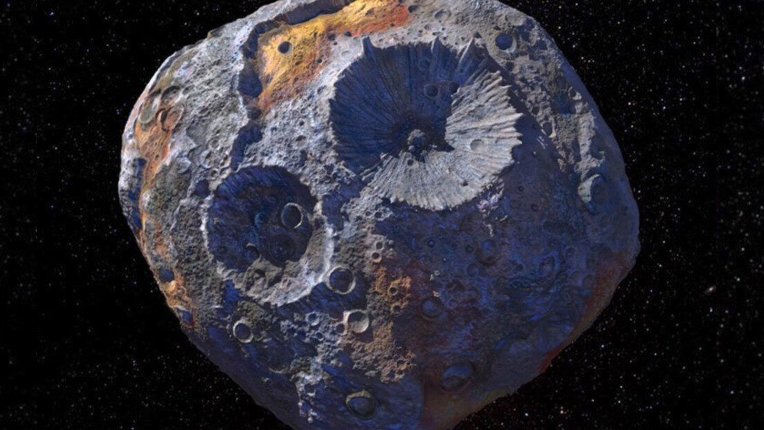 Una ilustración del asteroide 16 Psyche.