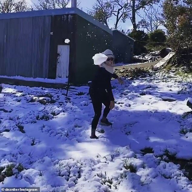 Residents in Tasmania woke up to snow (pictured) while the rest of the country sweltered through a heatwave