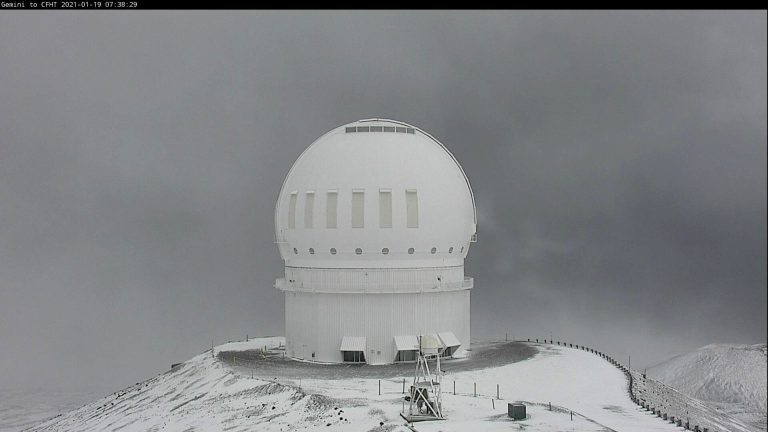 Webcam image captured Tuesday morning by the Canada-France-Hawai’i Telescope on Maunakea.
