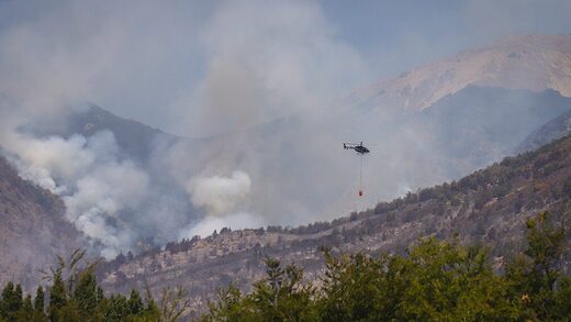 El incendio iniciado el pasado 24 de enero en la comarca andina del Paralelo 42.