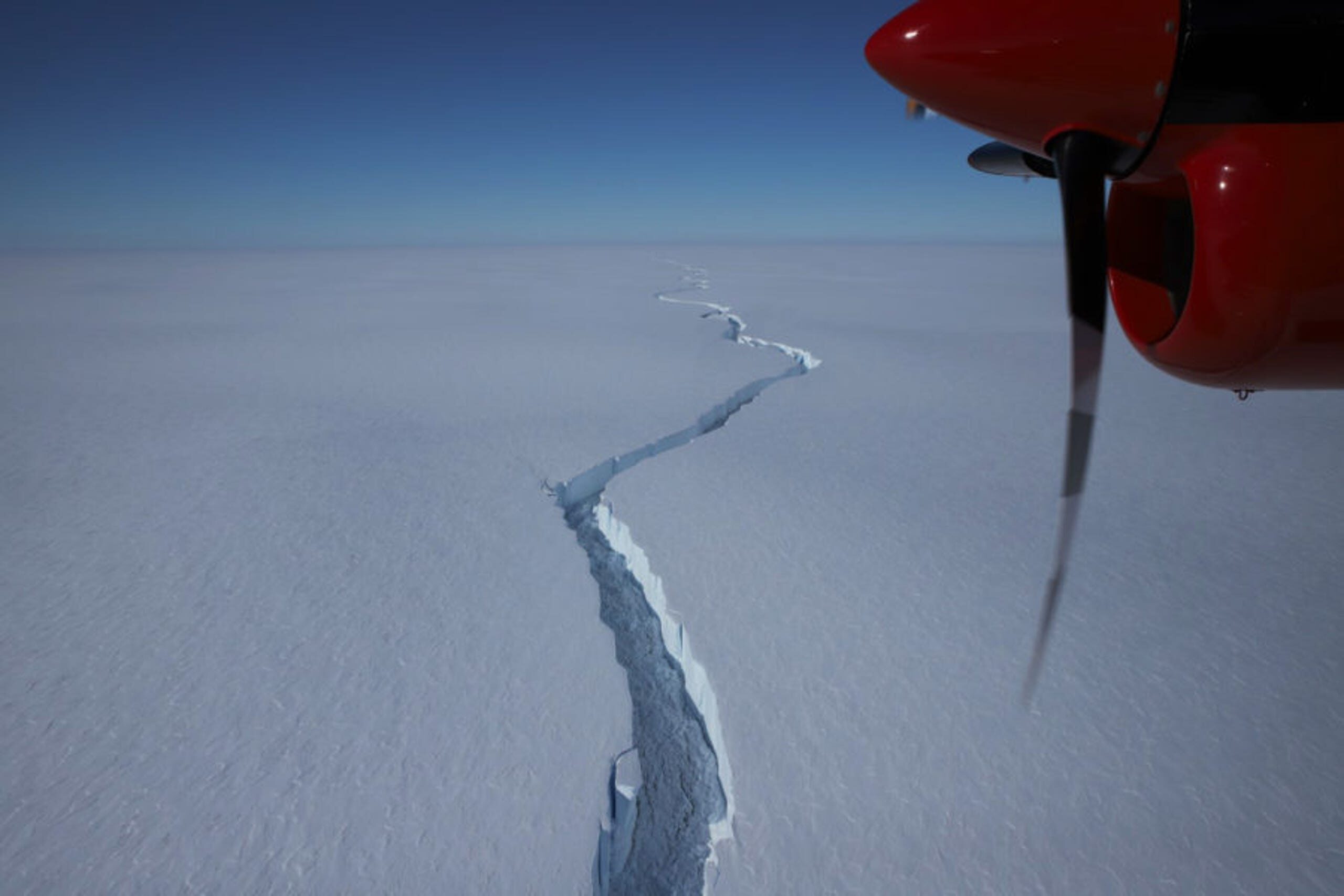 The iceberg started to crack off of Antarctica's Brunt Ice Shelf