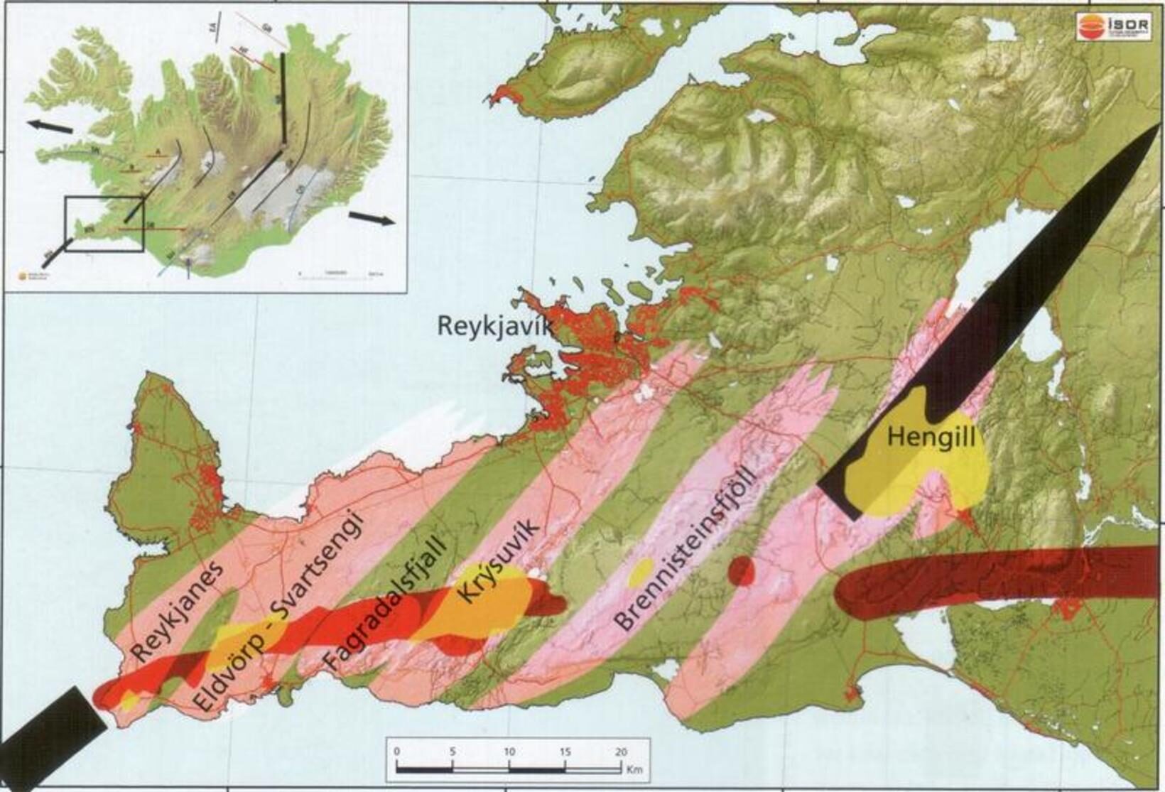 Volcanic systems on the Reykjanes peninsula
