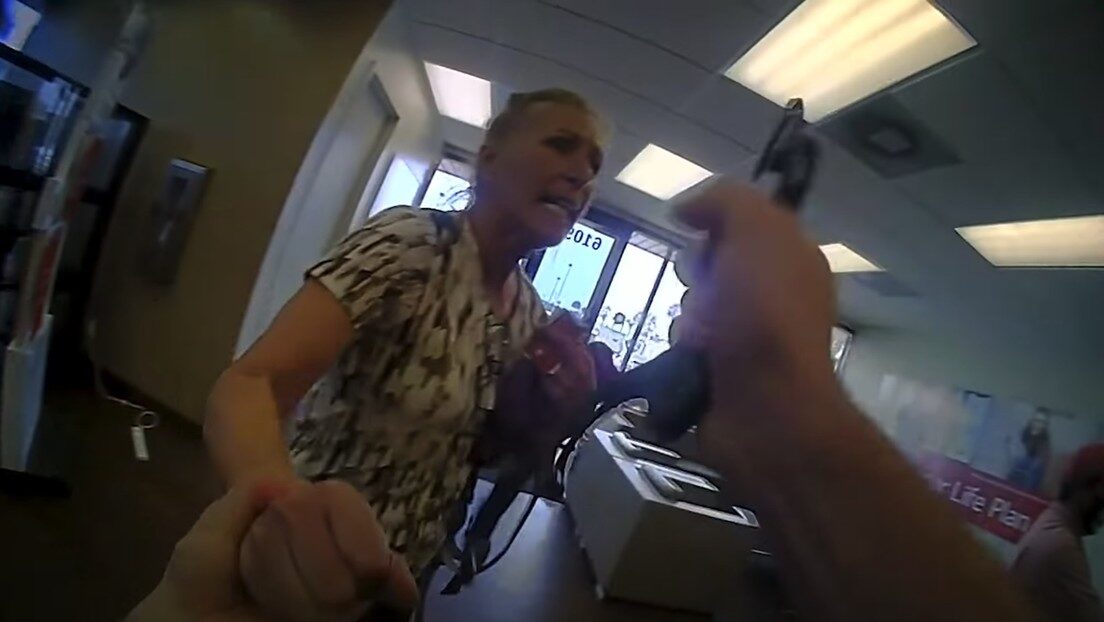 Maskless arrested woman