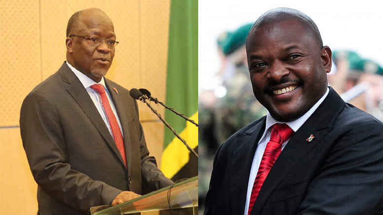 El presidente John Magufuli y el presidente de Burundi, Pierre Nkurunziza.