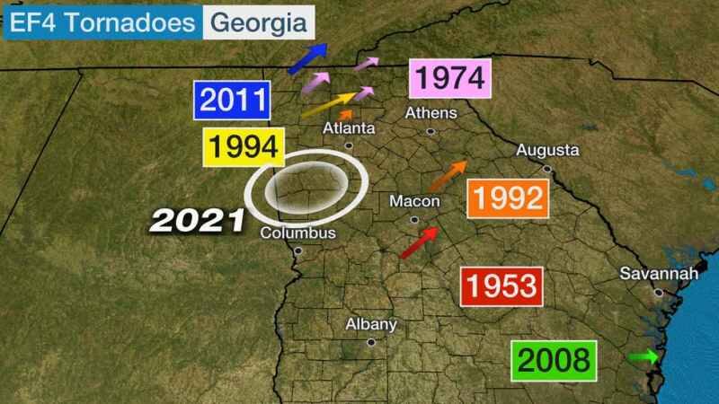 Georgia tornadoes map
