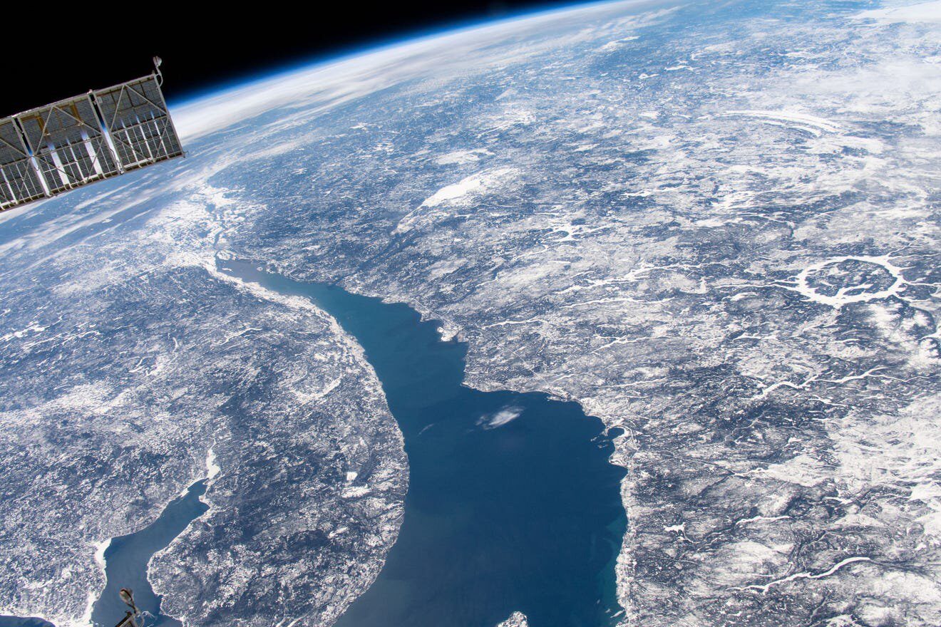 Asteroid crater from space station