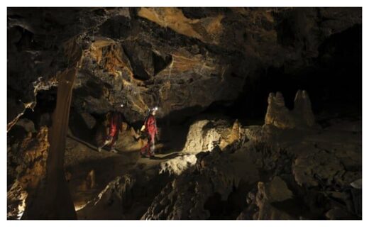 Members of the team inside the cave.