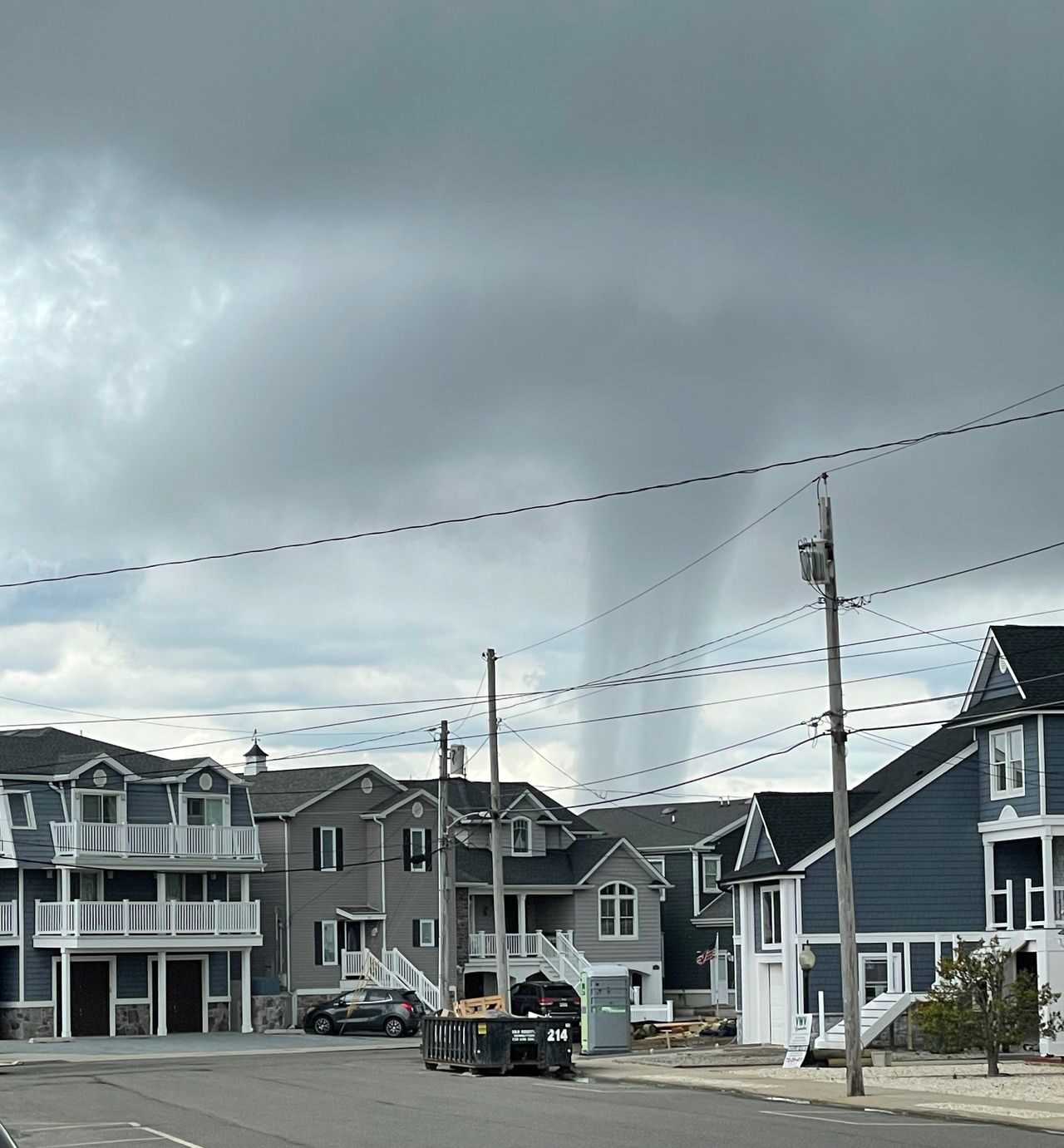 A waterspout formed Saturday in Barnegat Bay, the National Weather Service said. The massive funnel-like spout can be seen here from Bayside Terrace in Seaside Heights.