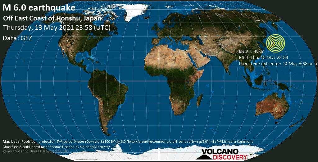 Japan earthquake map