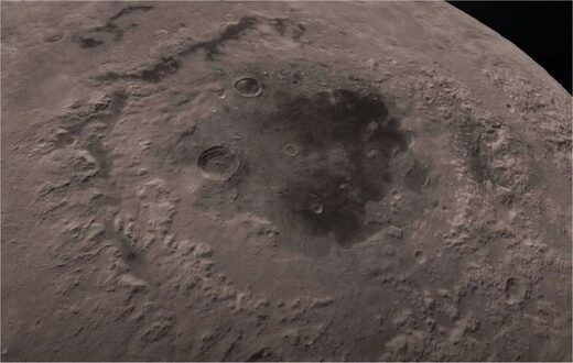 Mare Orientale. Fotografía tomada en 1967 por la sonda Lunar Orbiter 4 de la NASA, a 2.773 km de altitud.