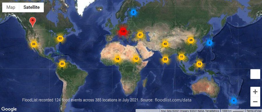 Floods worldwide, July 2021.
