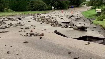 carretera,colapsa,Rhode Island,EE.UU.