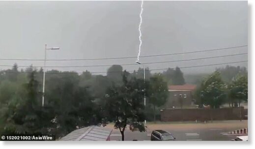 A resident filmed the storm in the city of Qingdao in the province of Shandong on August 31